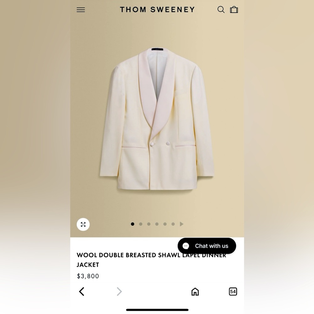 Thom Sweeney off white dinner jacket EU 52 US 42